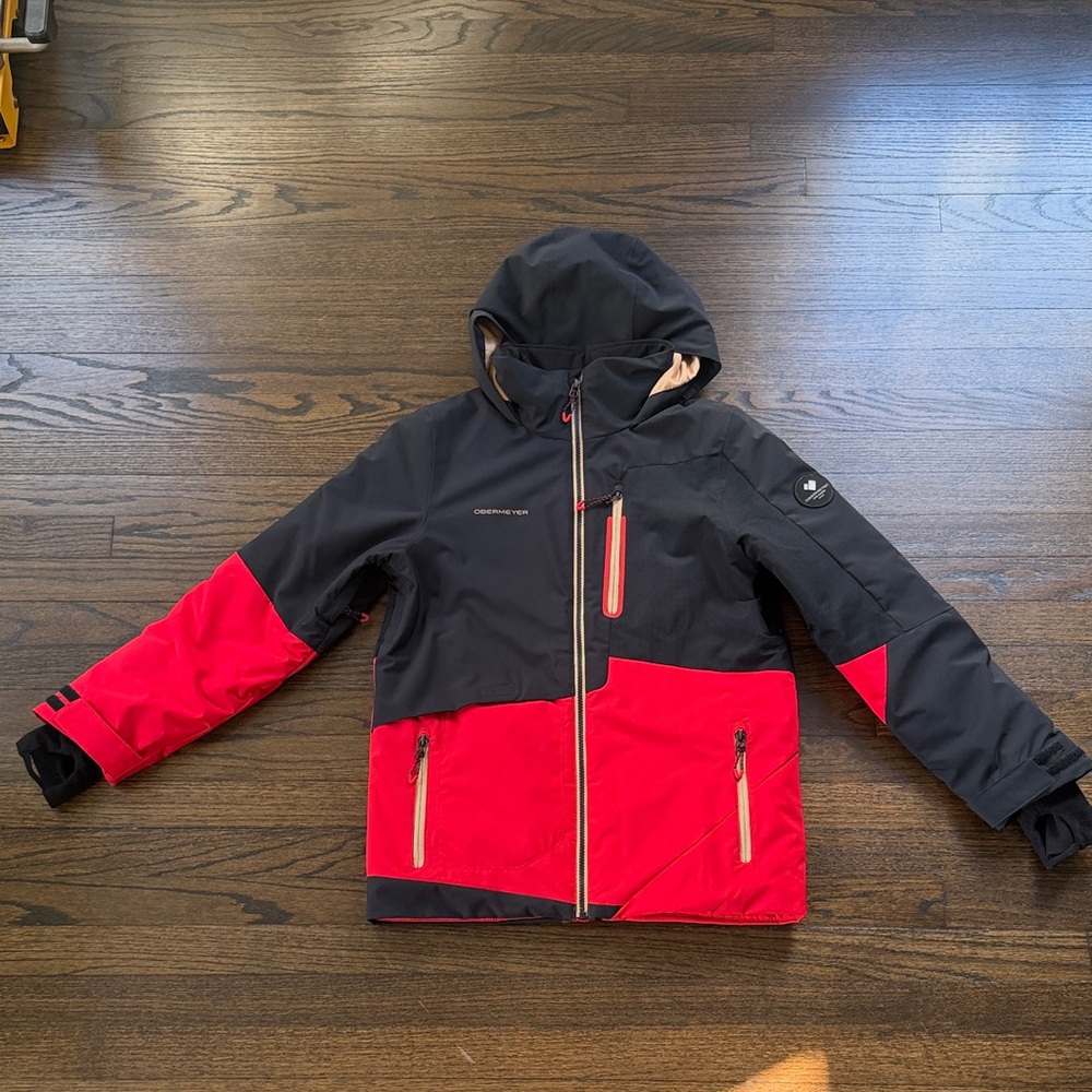 Obermeyer Black and Red Hooded Ski Jacket